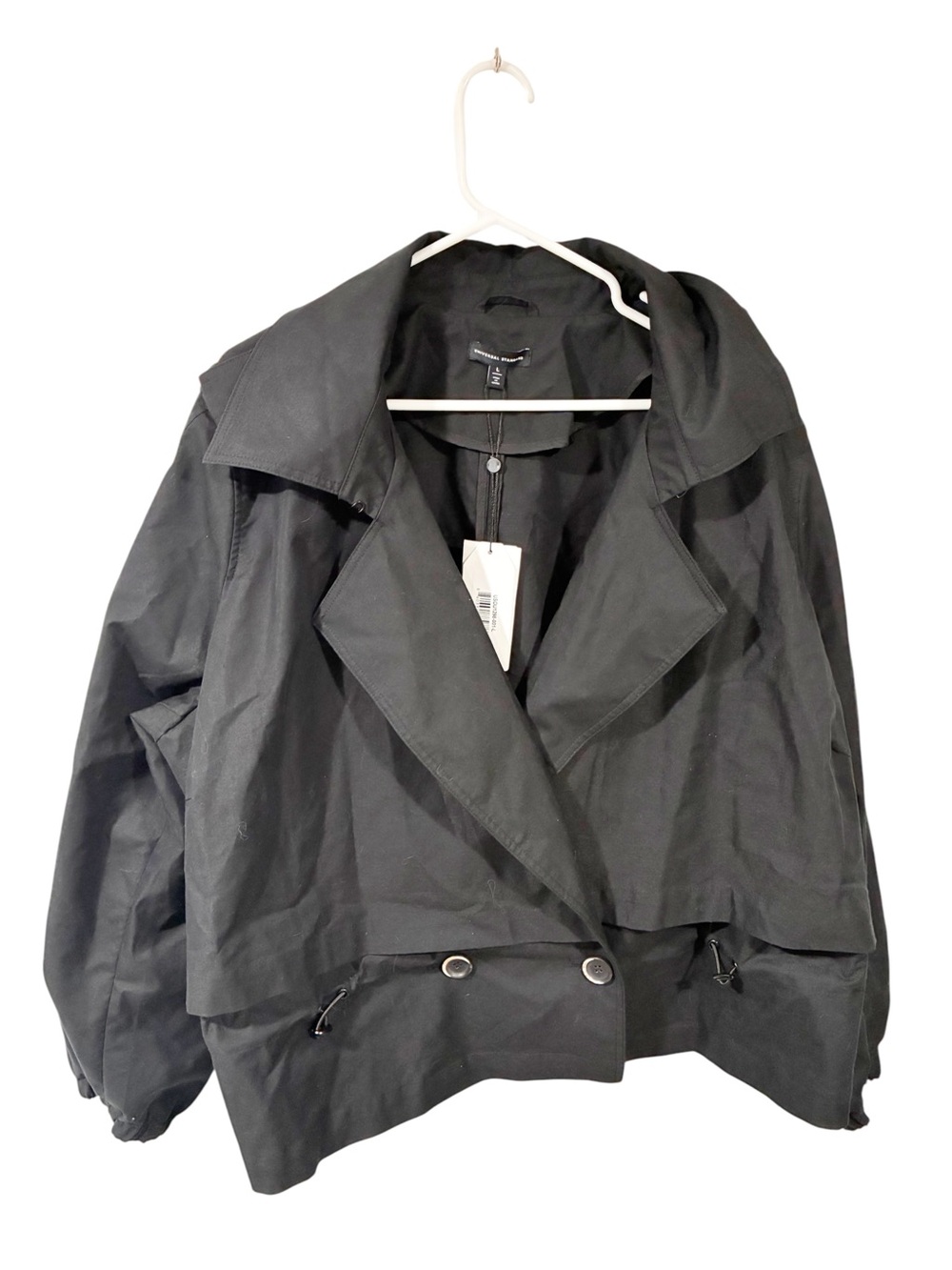Universal Standard Leonard Water Repellent Crop Trench Jacket Black Large NEW